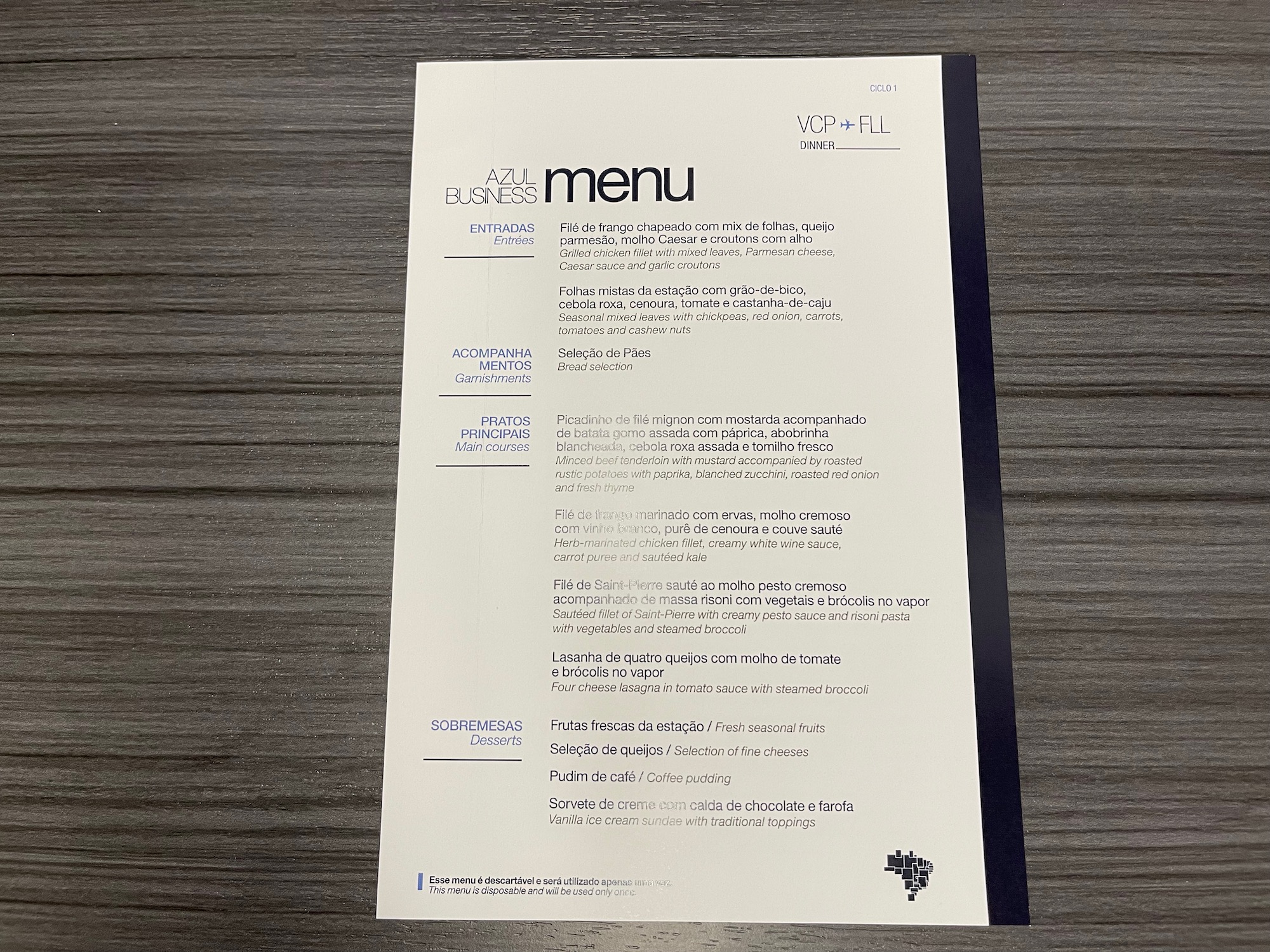 a menu on a table