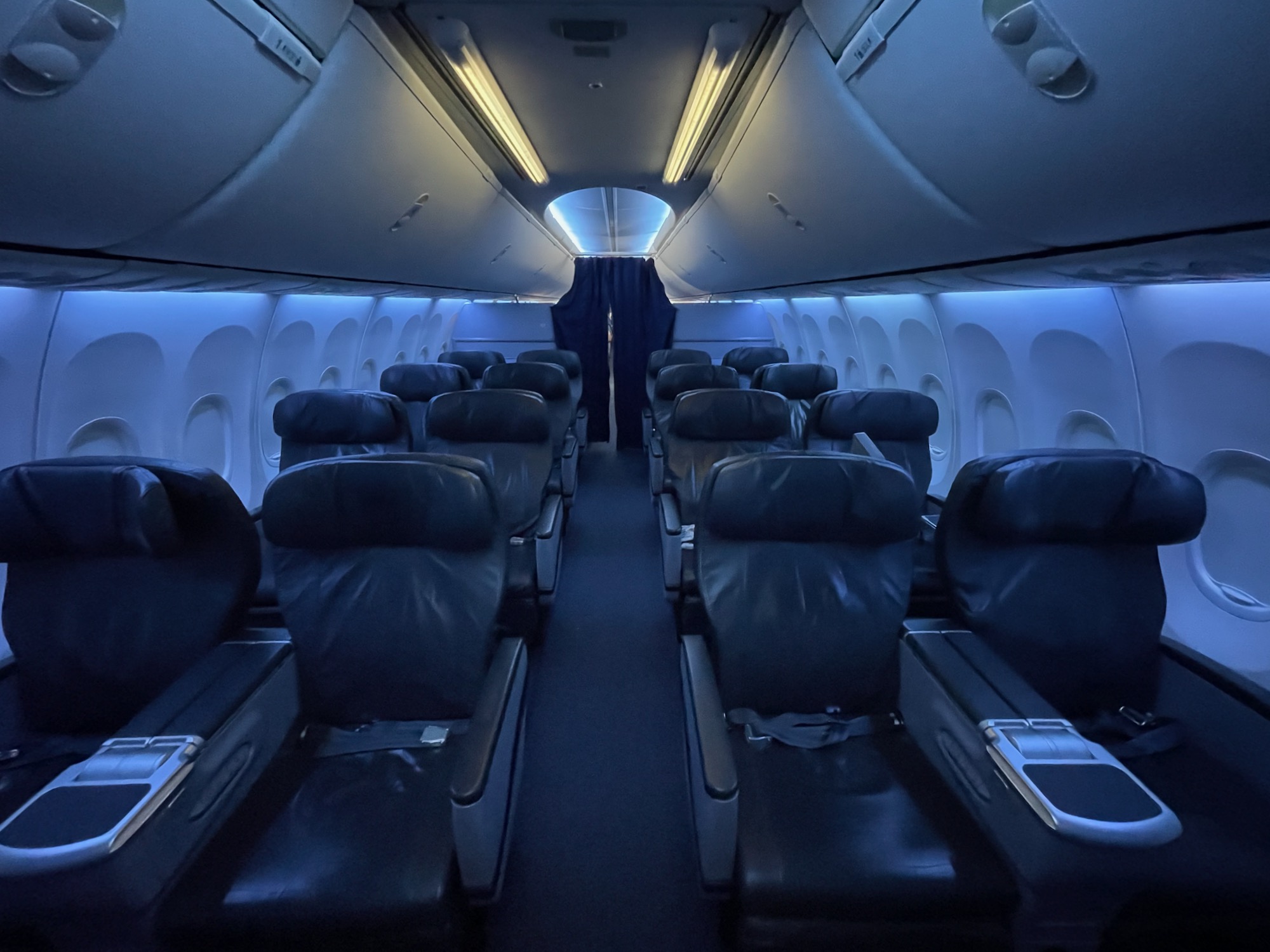 inside an airplane with seats