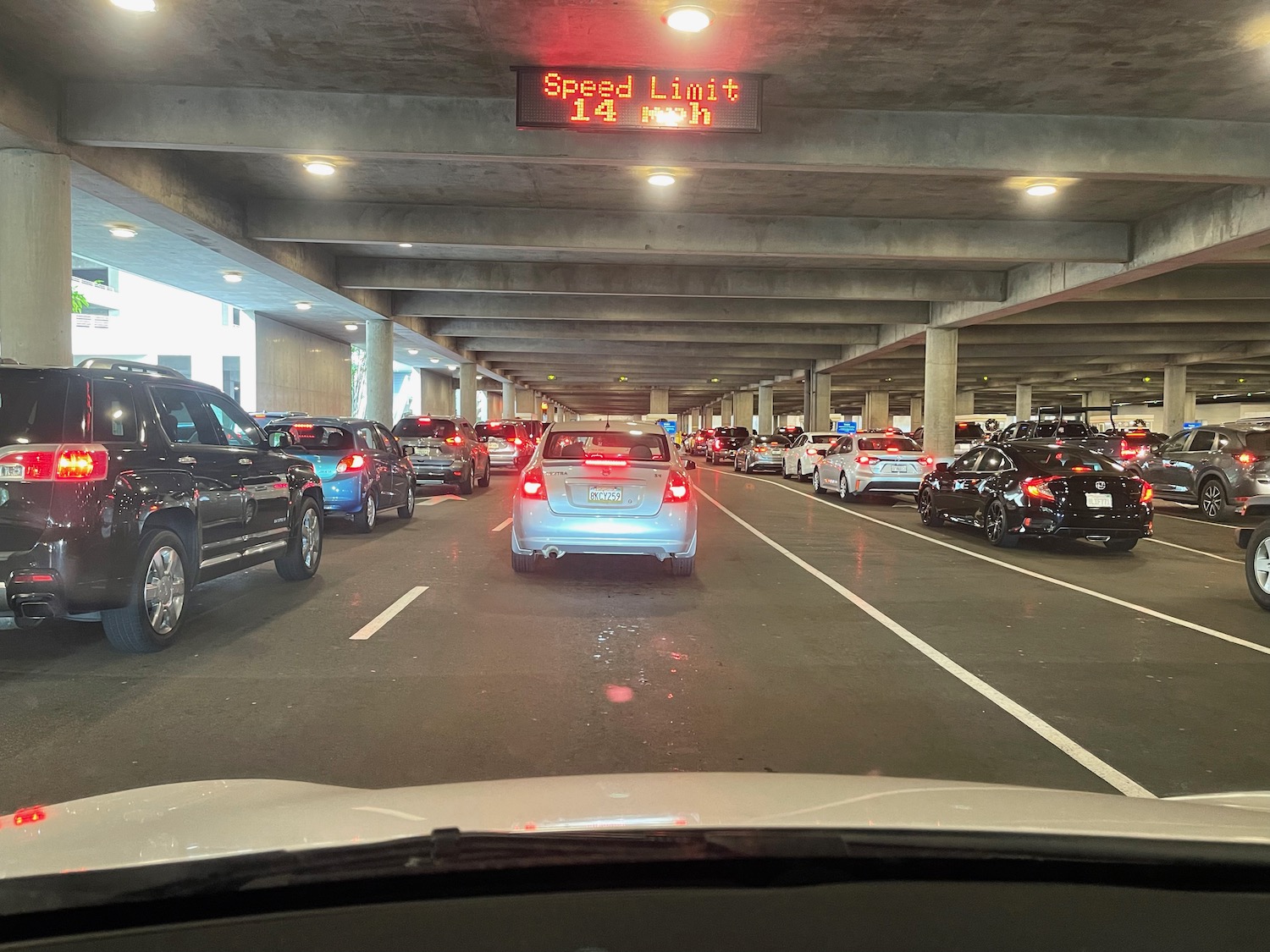 cars in a parking garage