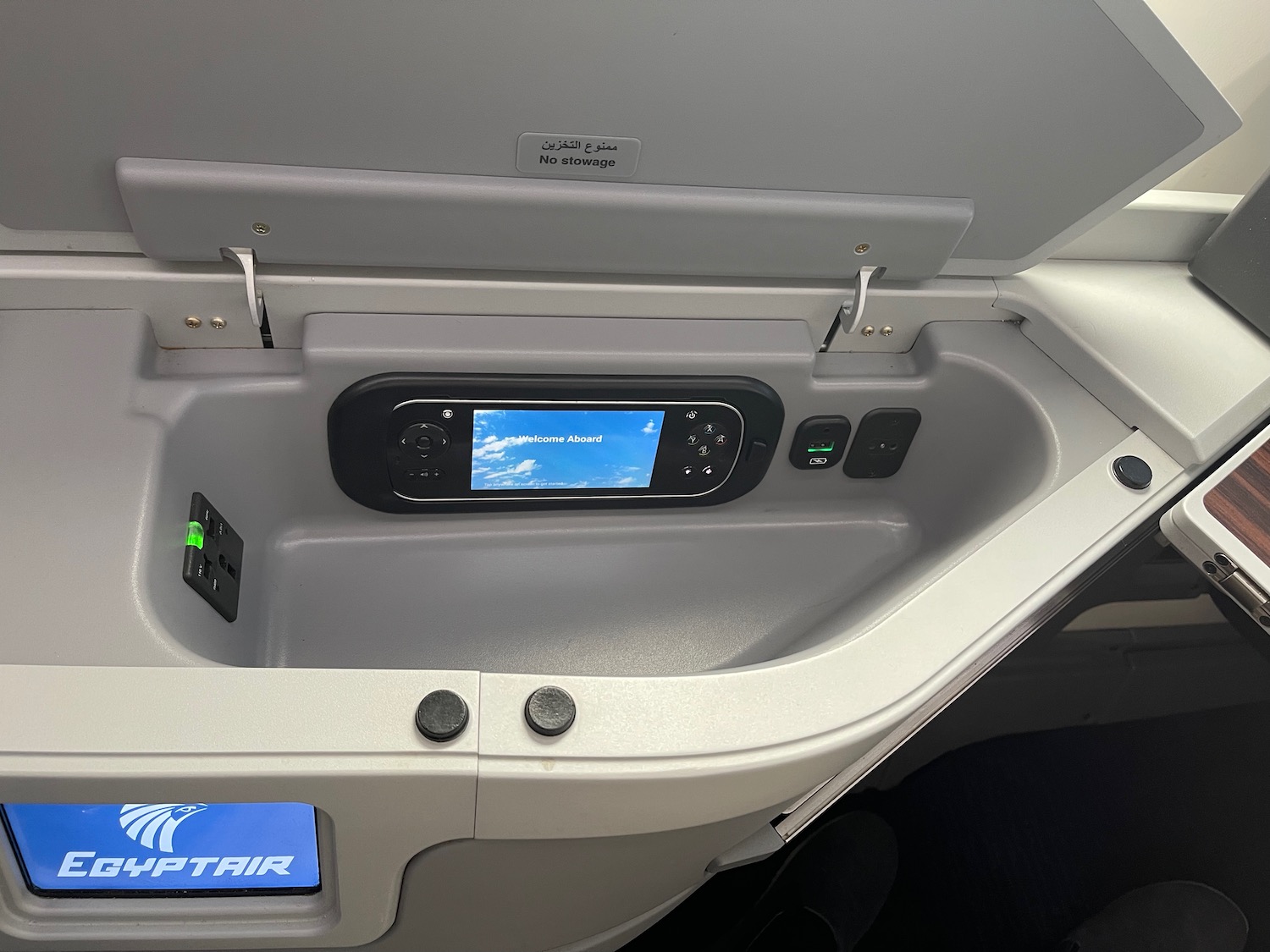 a device in the seat of an airplane