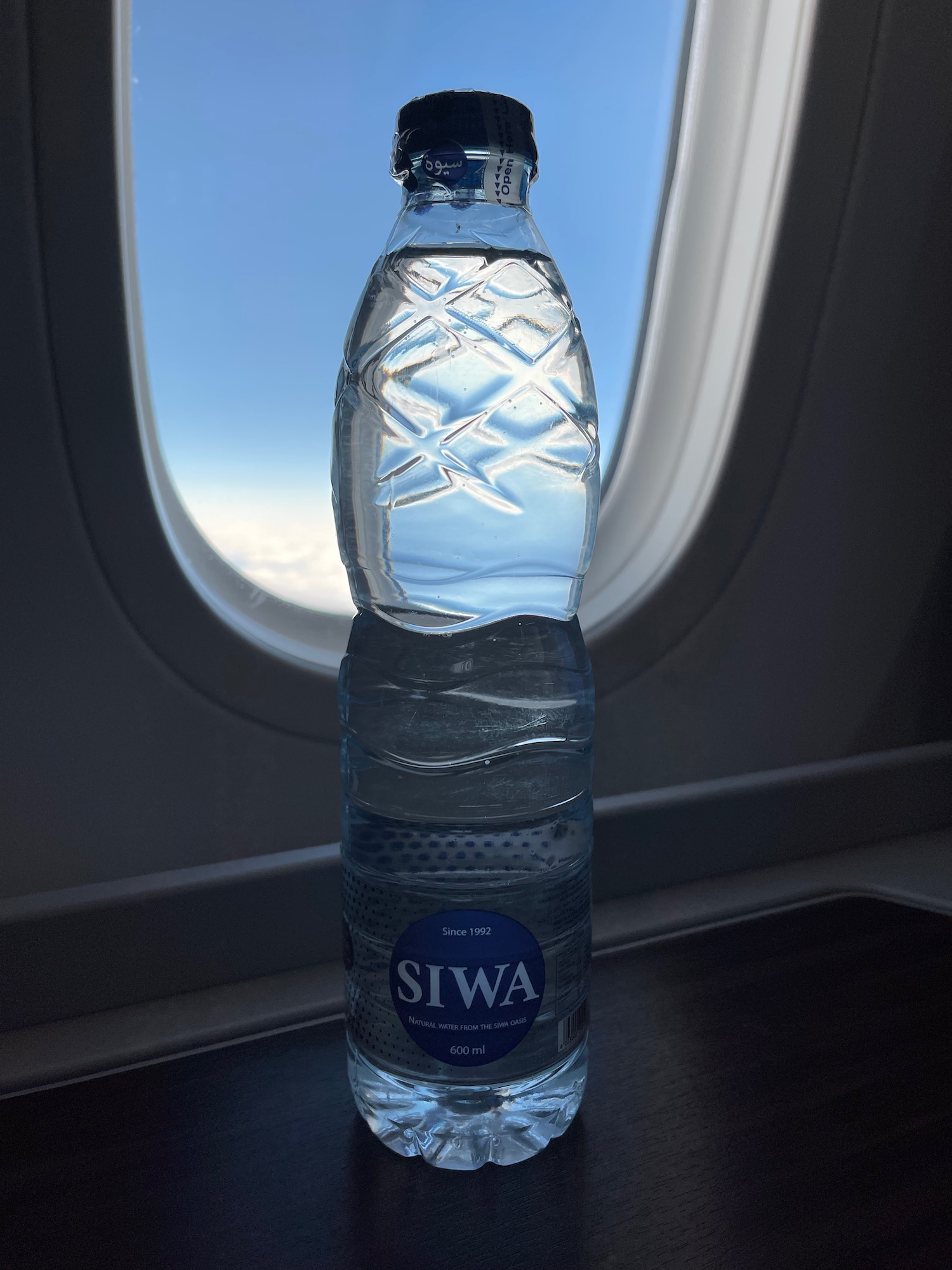 a bottle of water on a table