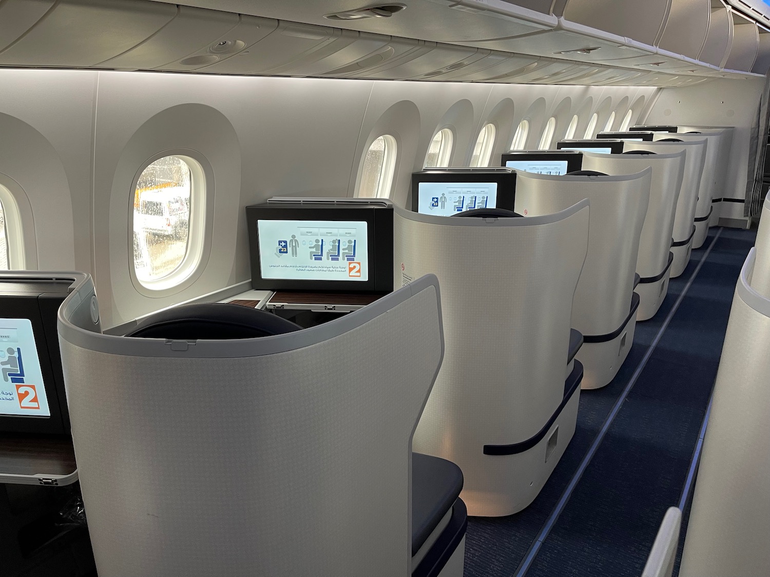 a row of seats on an airplane