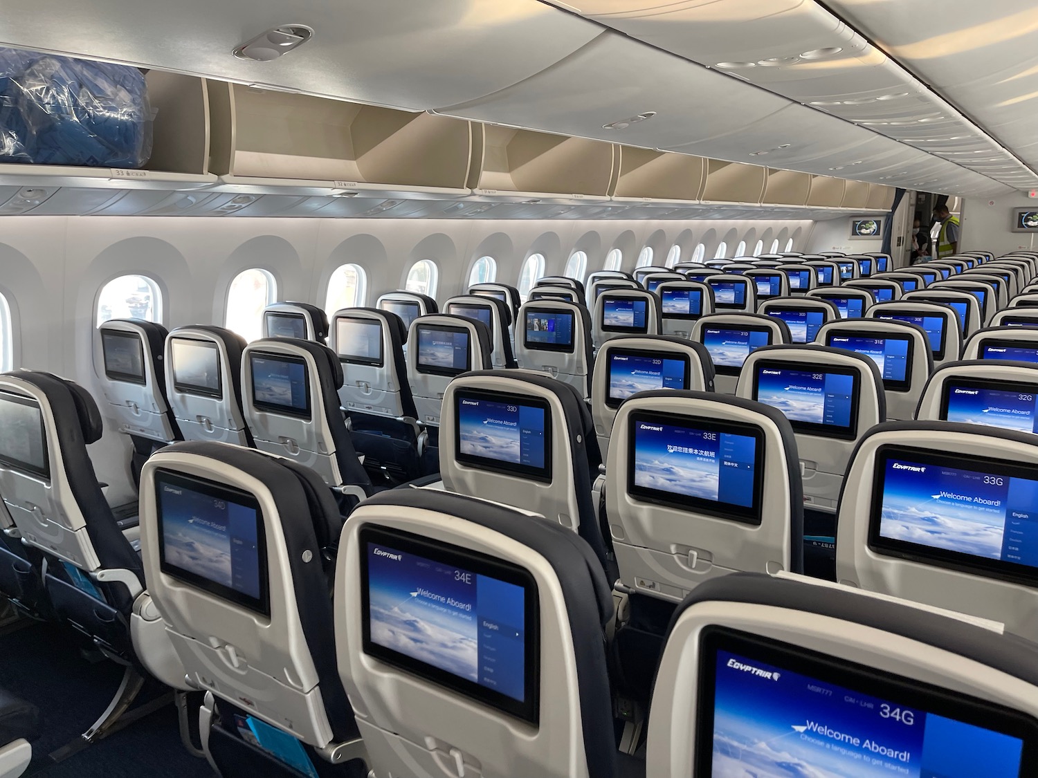 rows of seats in an airplane