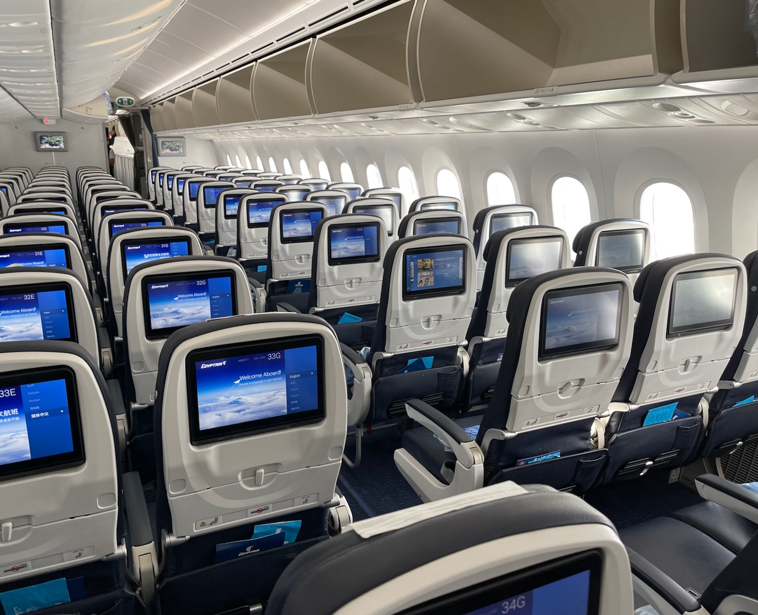 an airplane with rows of seats