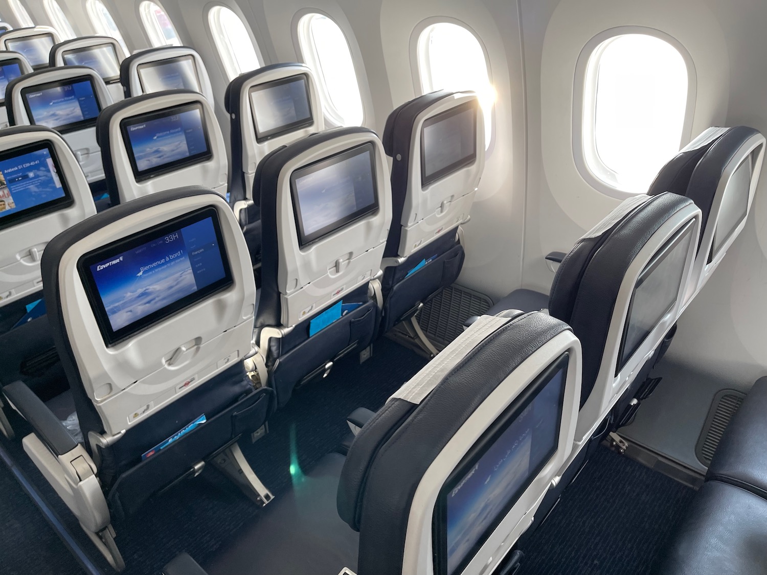 a row of seats in an airplane