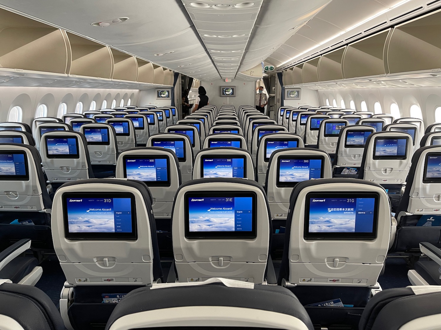 rows of seats in an airplane