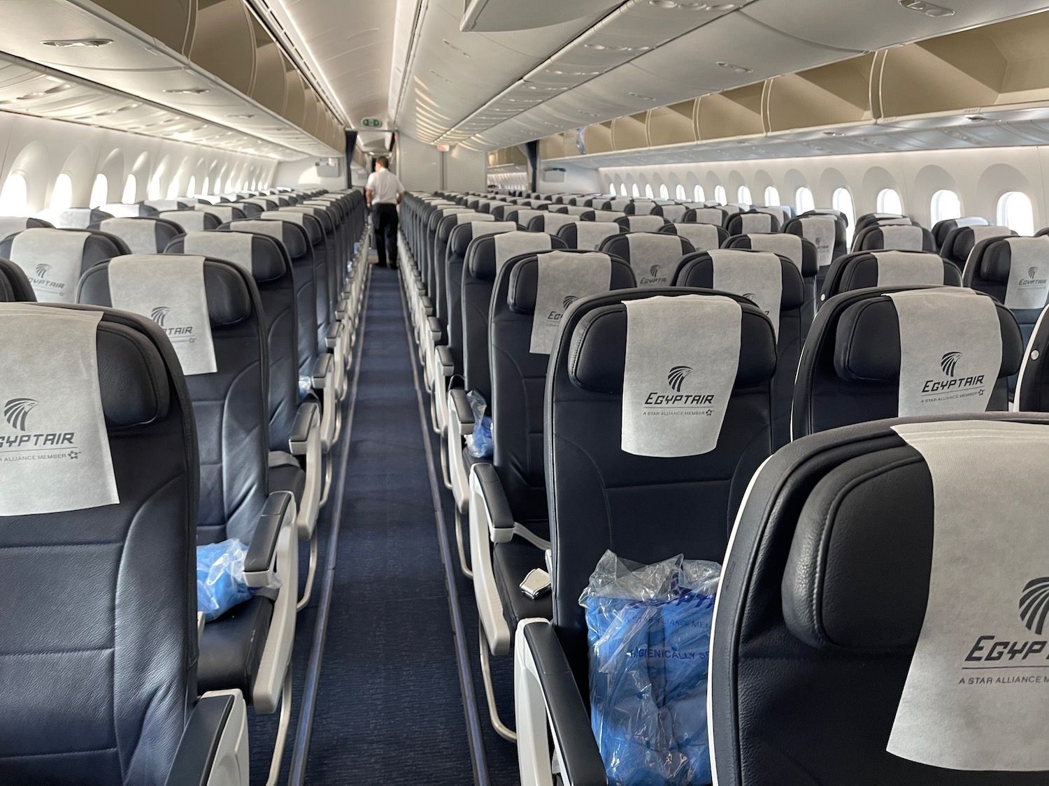 a row of seats in an airplane