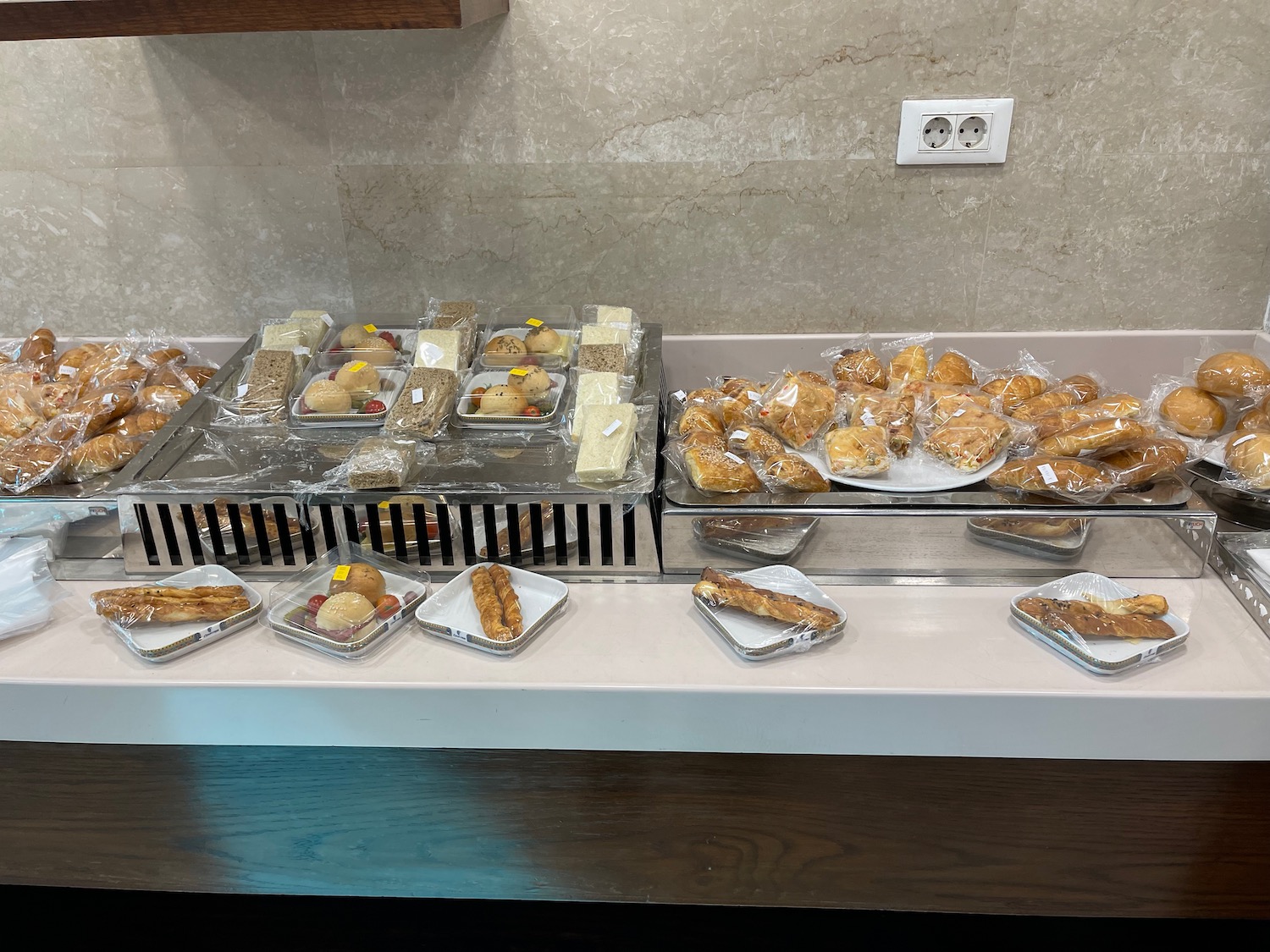 a trays of pastries on a counter