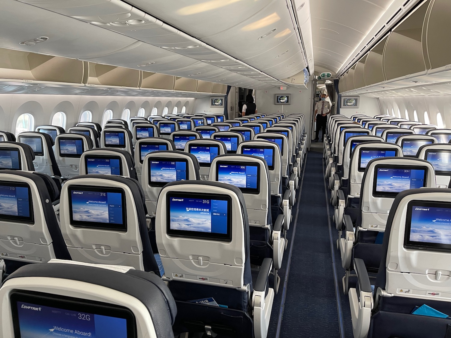 a row of seats in an airplane