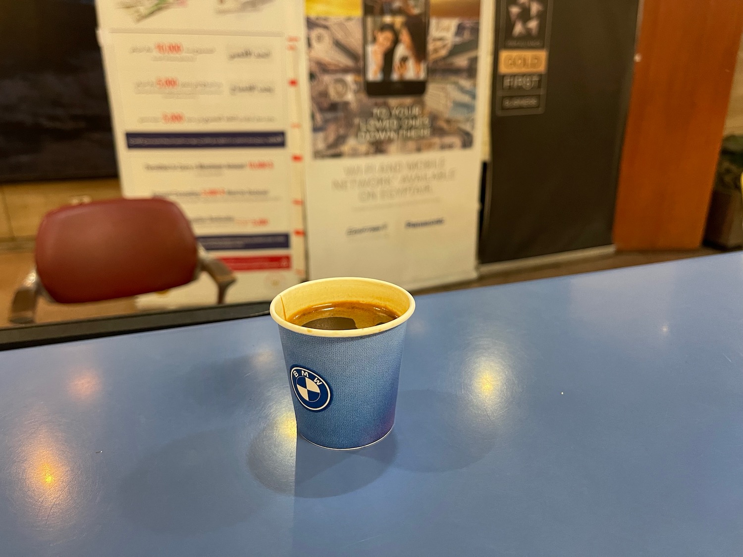 a cup of coffee on a table