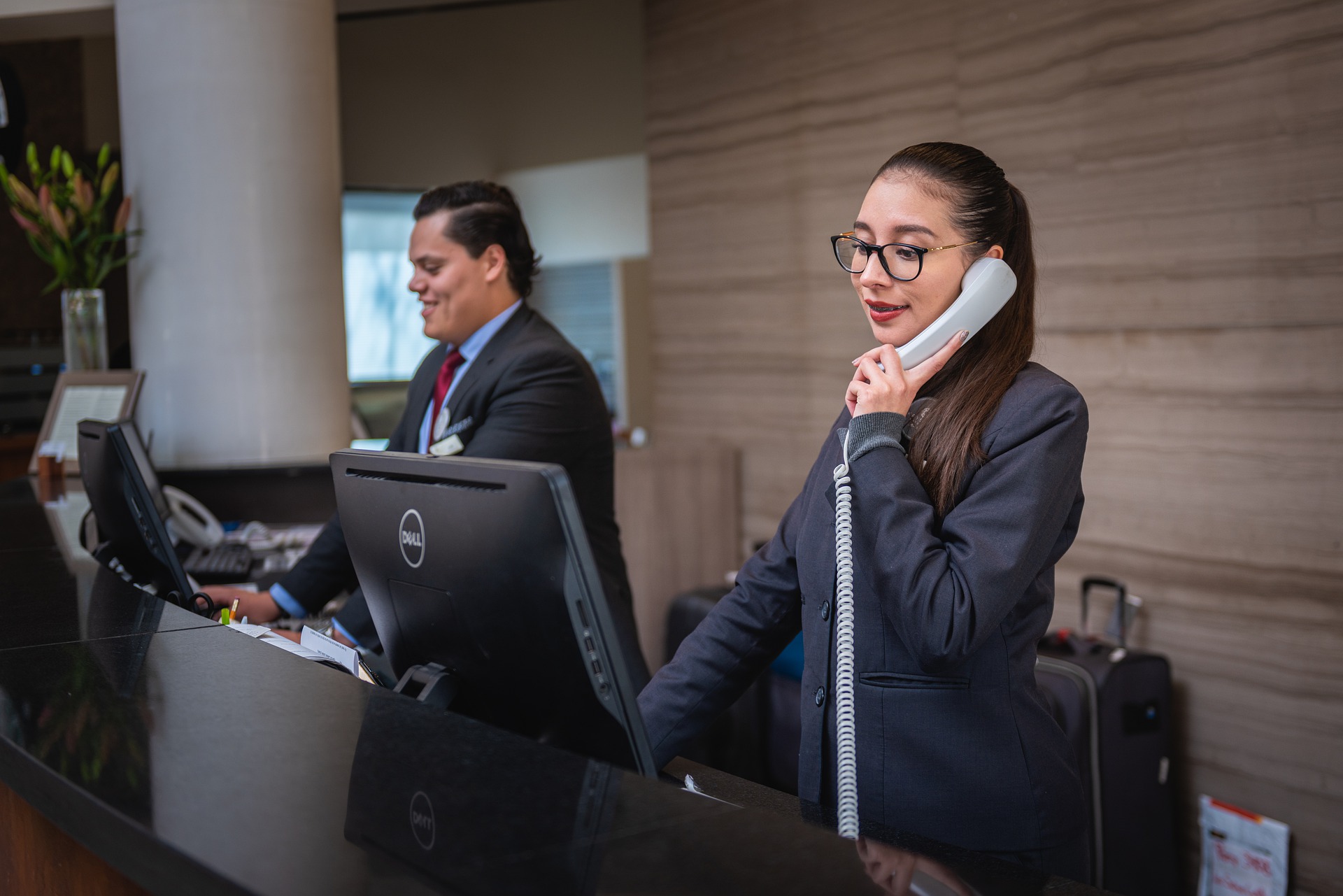 a woman on the phone