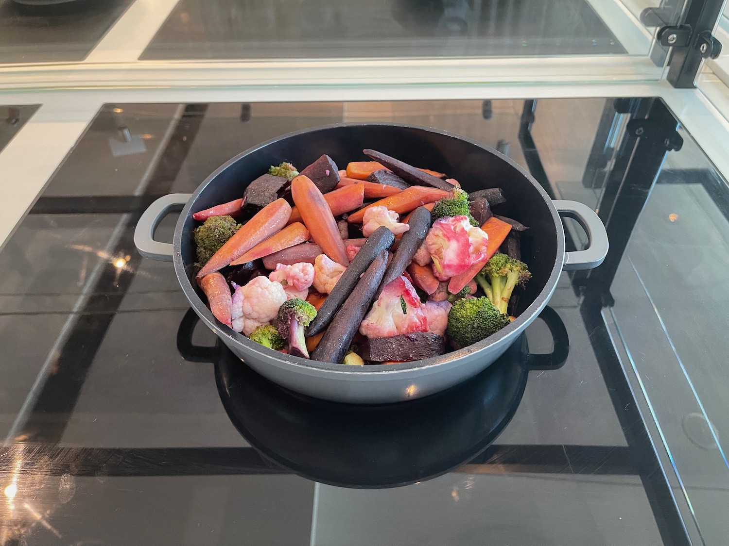 a pot of vegetables on a stove