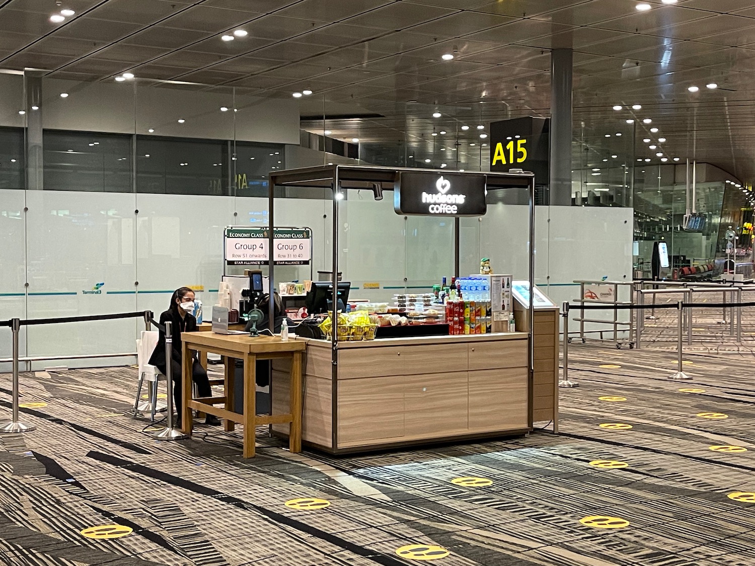 a coffee stand in an airport