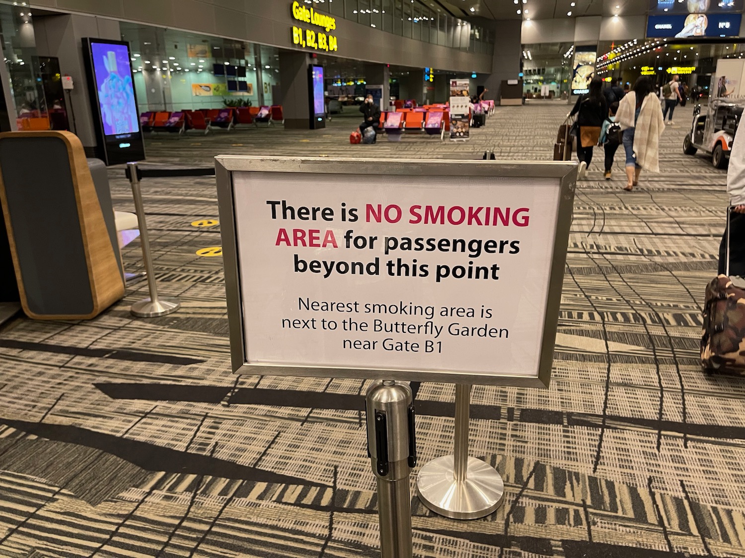 a sign in an airport