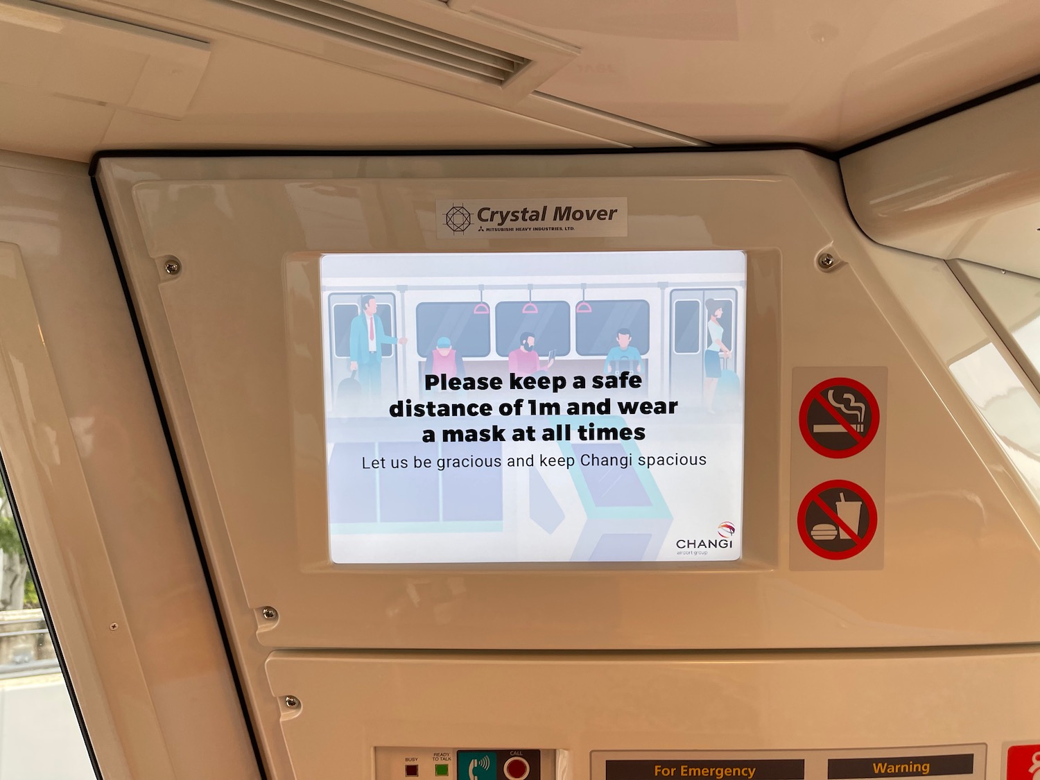 a screen on a train