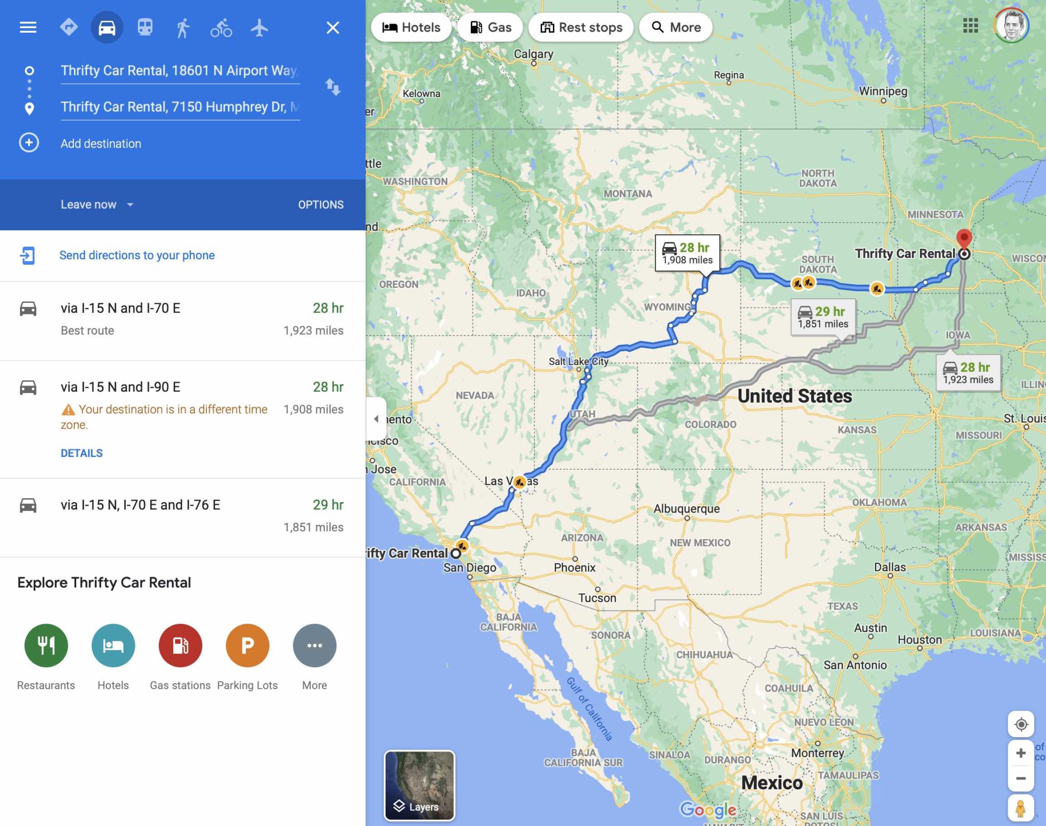 A 932 "Fee" From Thrifty Car Rental For Returning Car To Wrong Airport