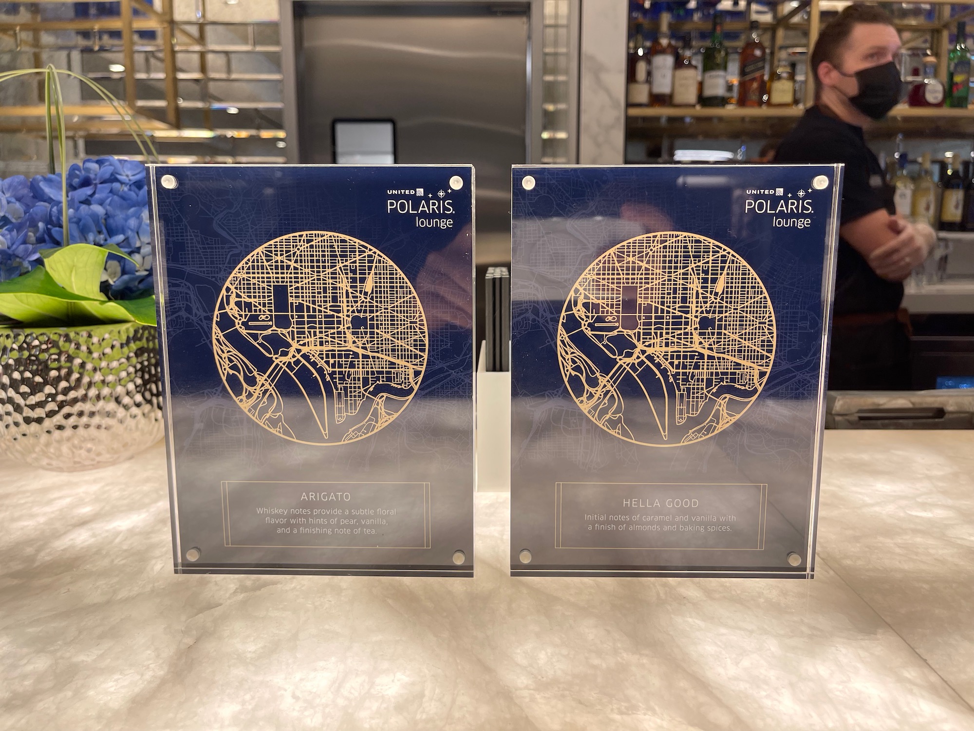 a pair of plaques on a table