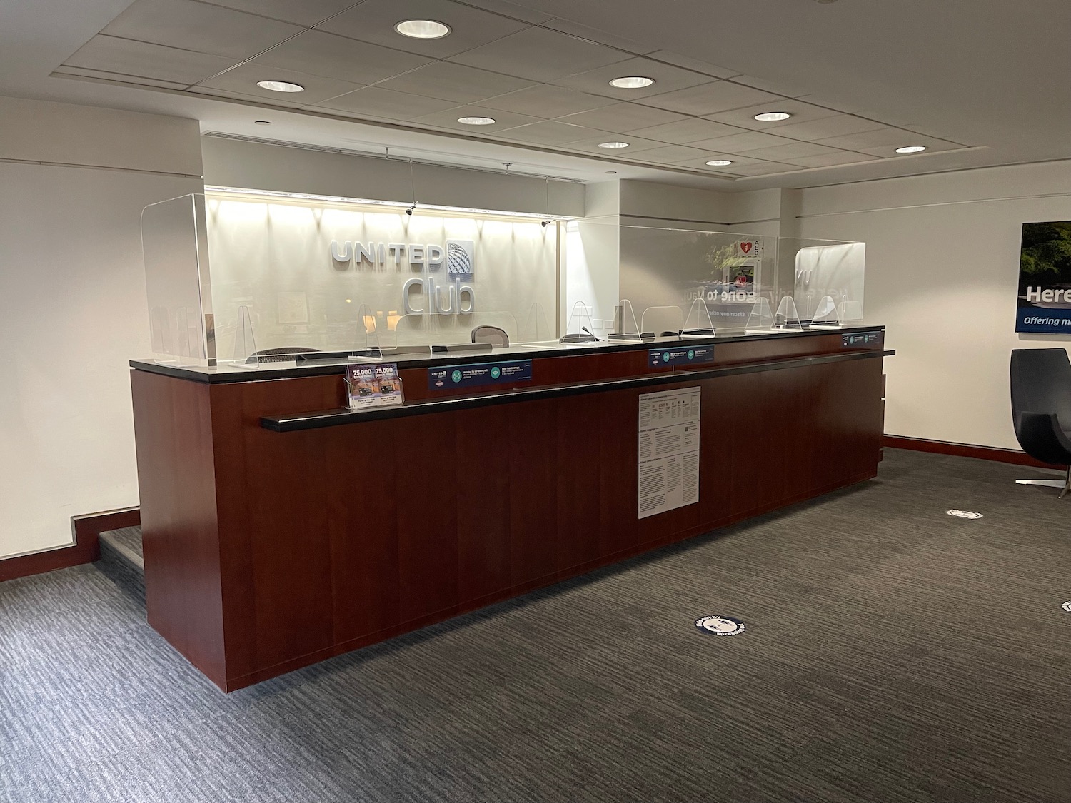 a reception desk in a building