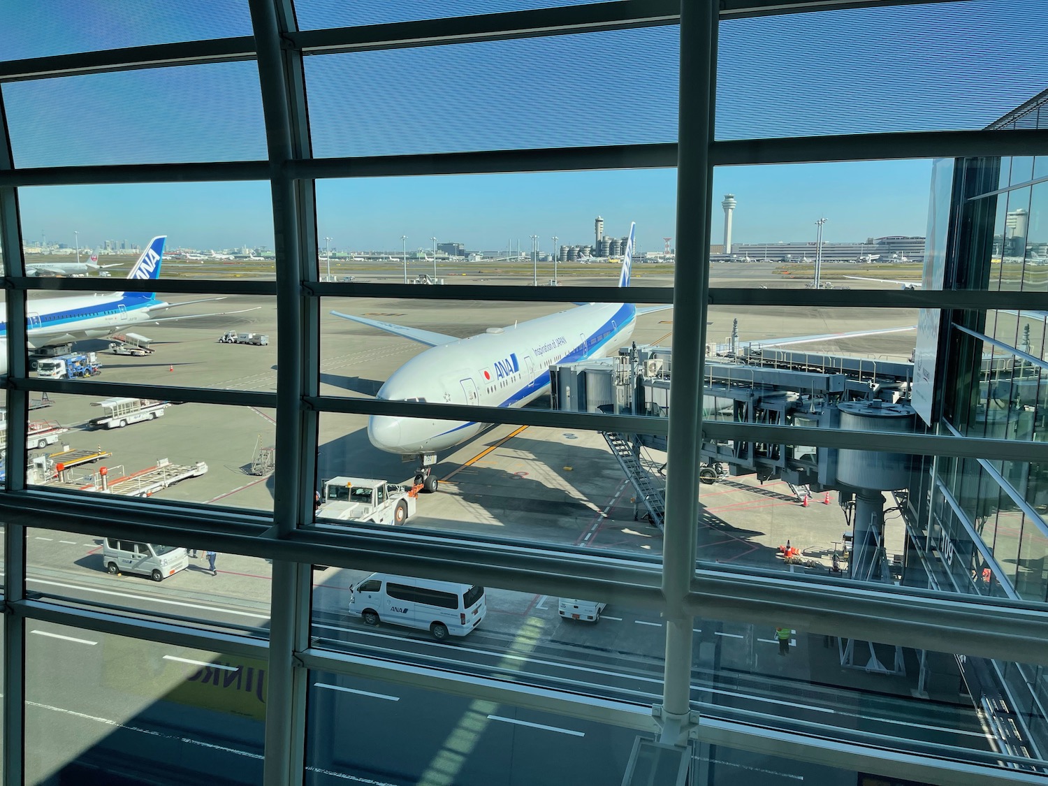 a plane parked at an airport