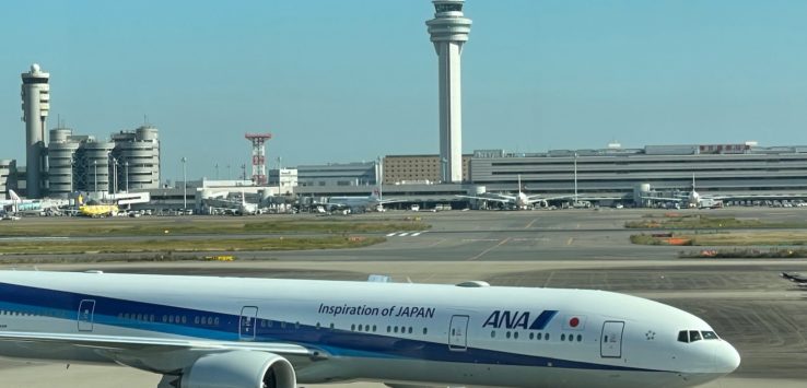 a plane on the runway