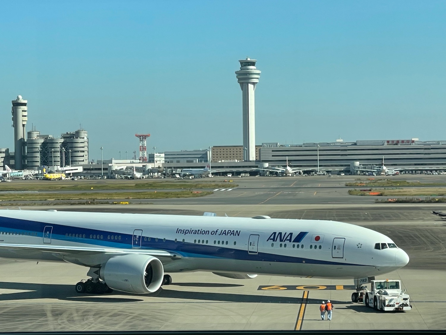 a plane on the runway