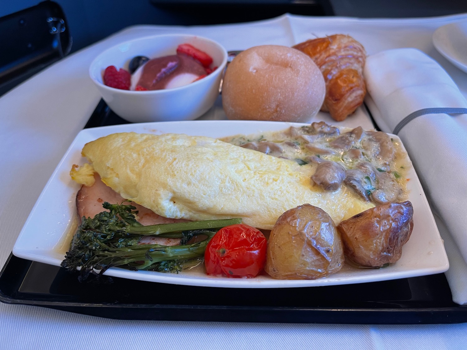 a plate of food on a tray