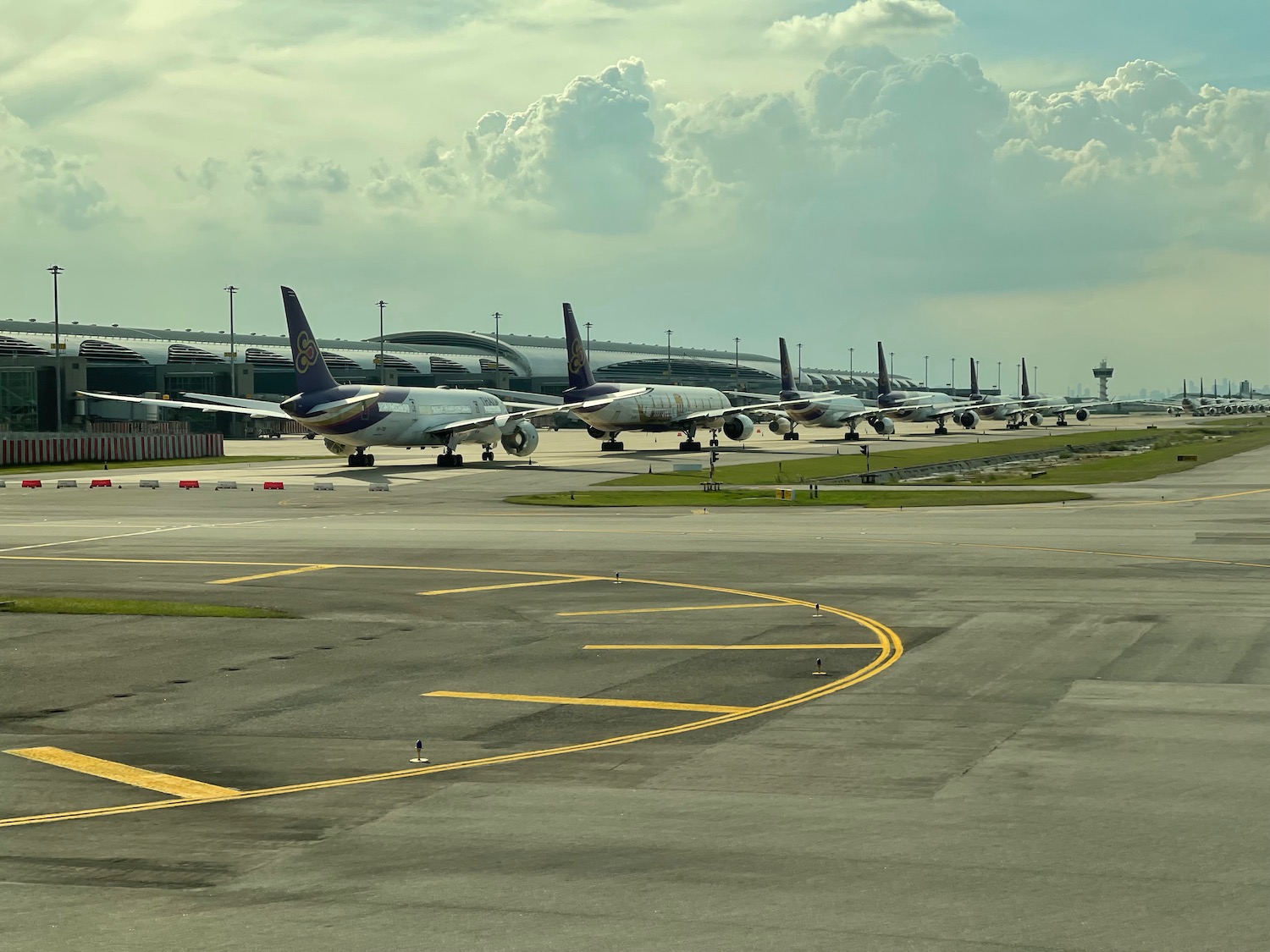 airplanes on the runway