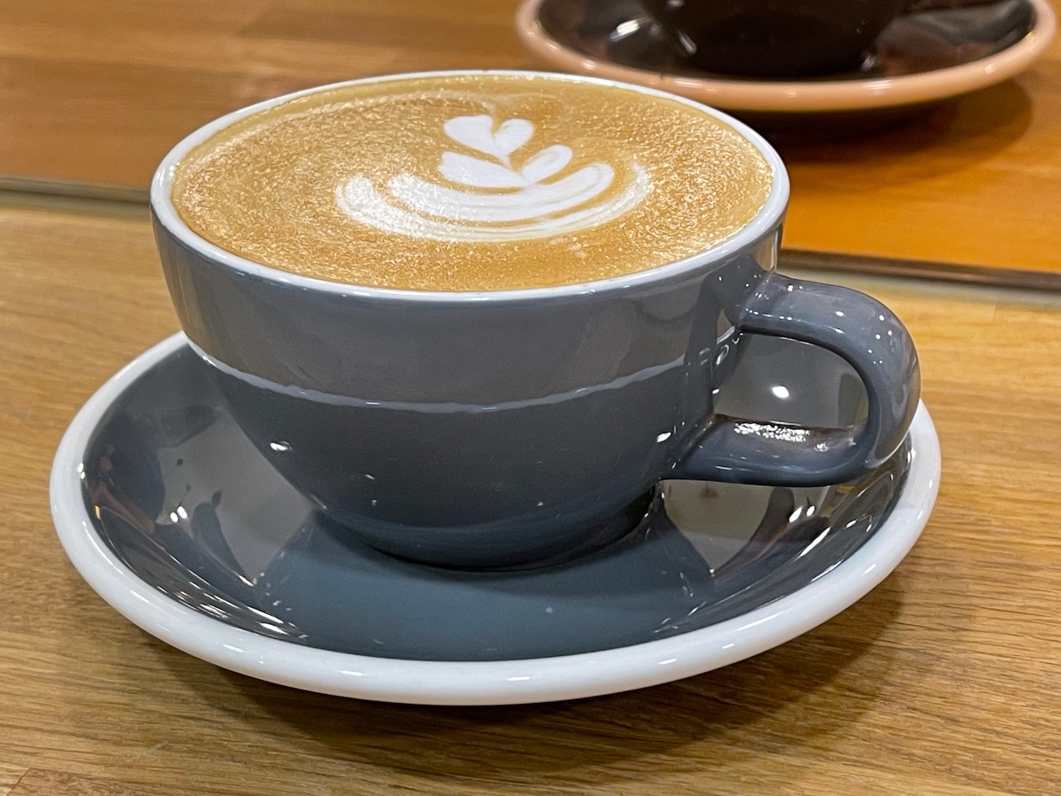 a cup of coffee with a design in the foam