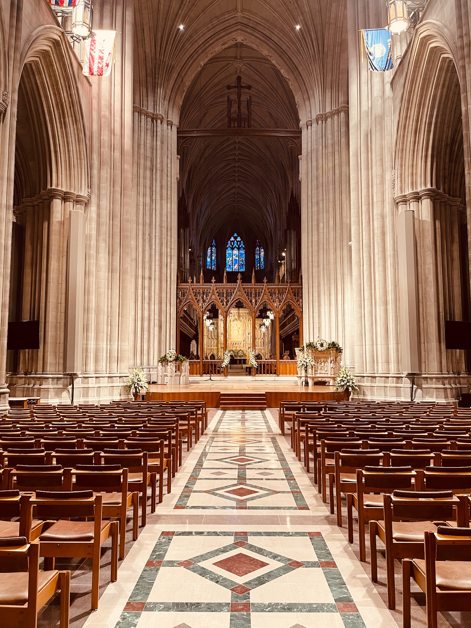 a church with many chairs