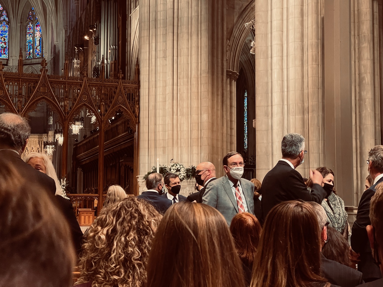 a group of people in a church