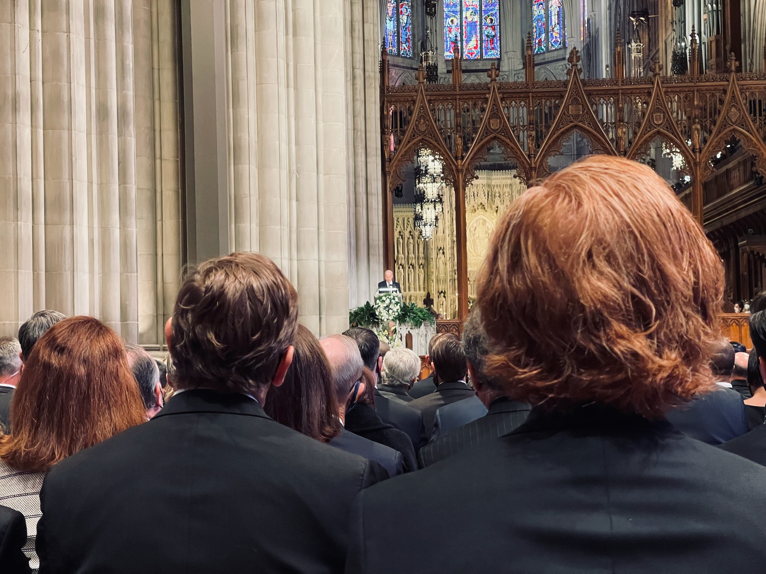 a group of people in a church