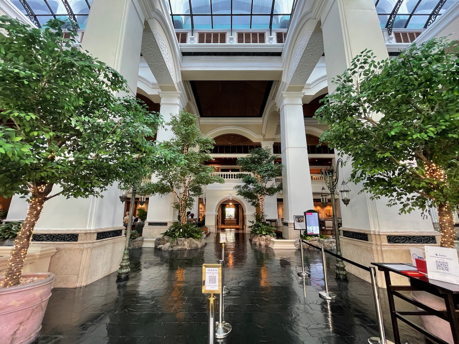 a large building with trees in it