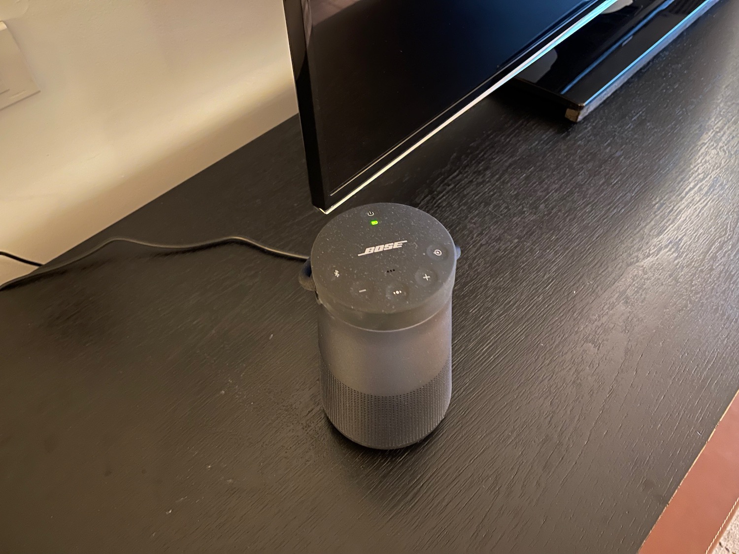 a speaker on a table