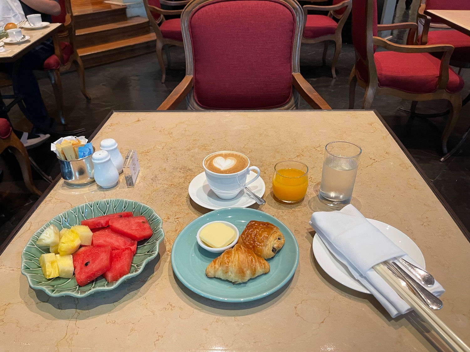 a table with food on it