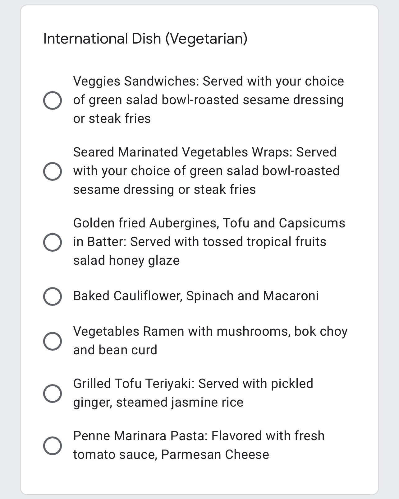 a screenshot of a food checklist