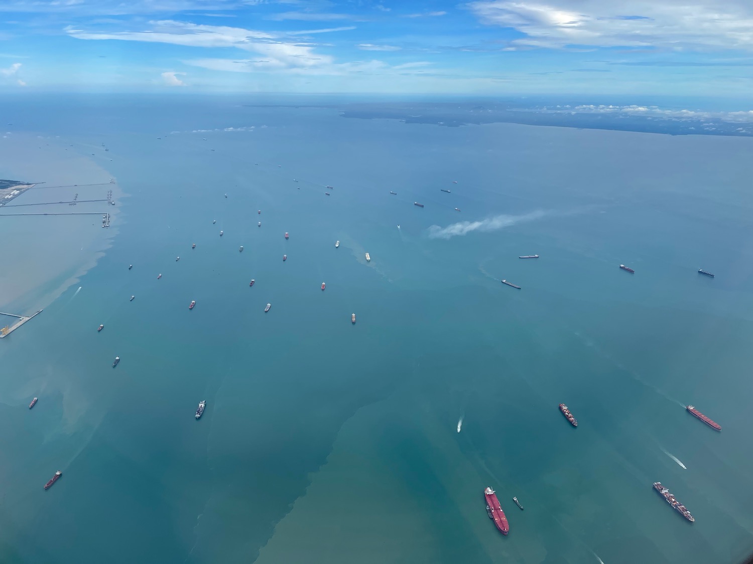 a group of boats in the ocean