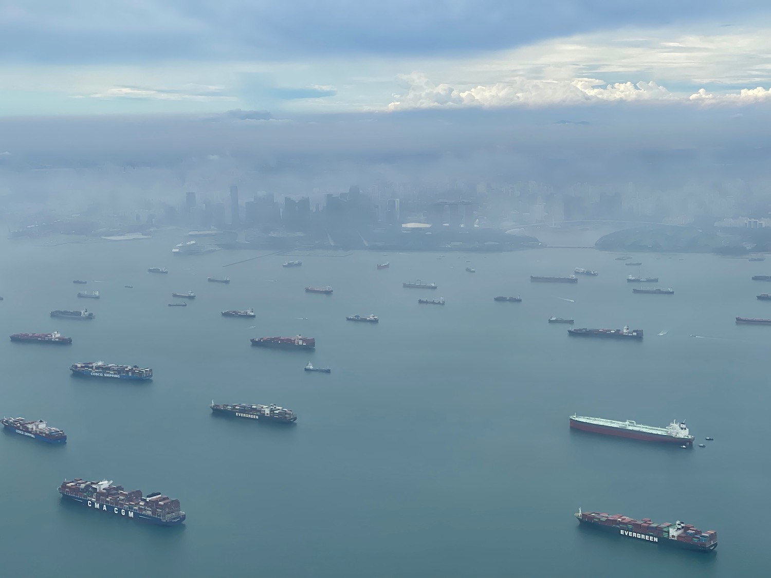 a group of ships in the water