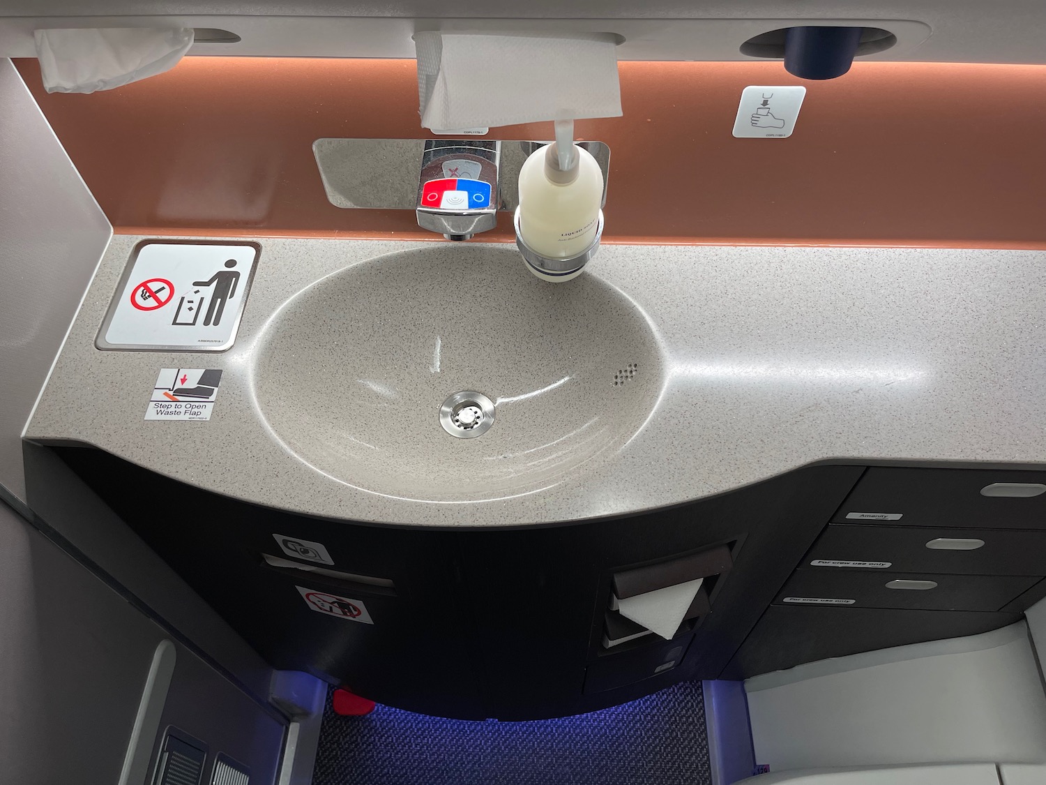 a sink in an airplane