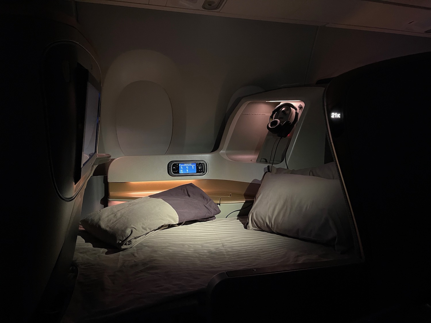 a bed in a plane