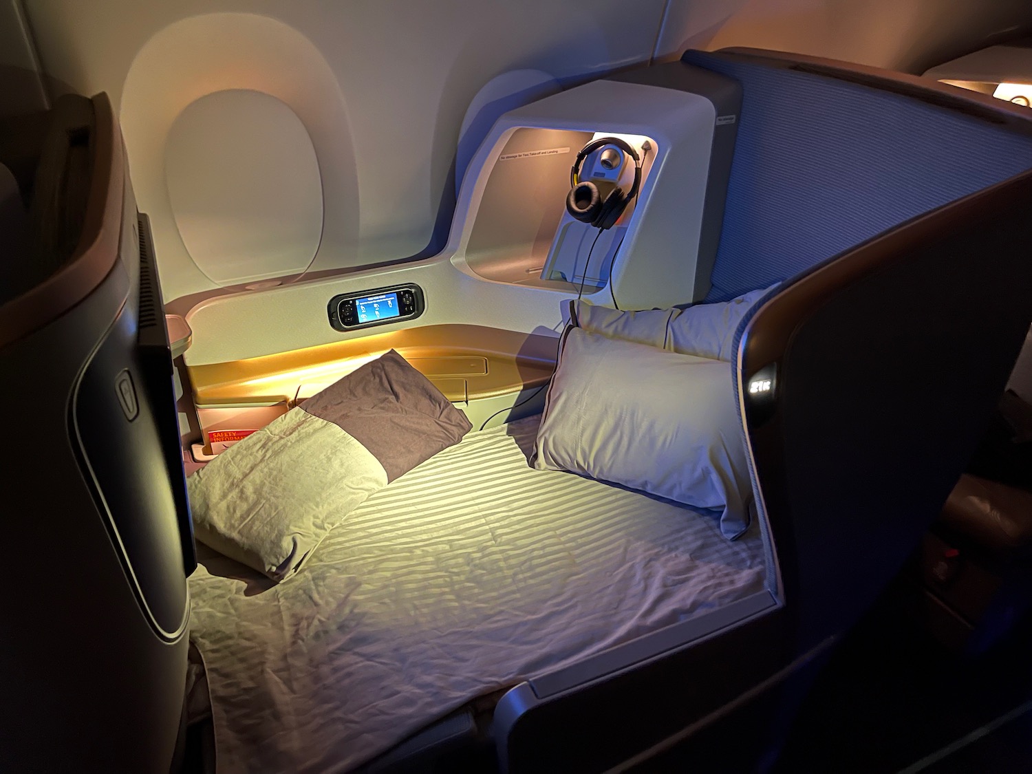 a bed in an airplane