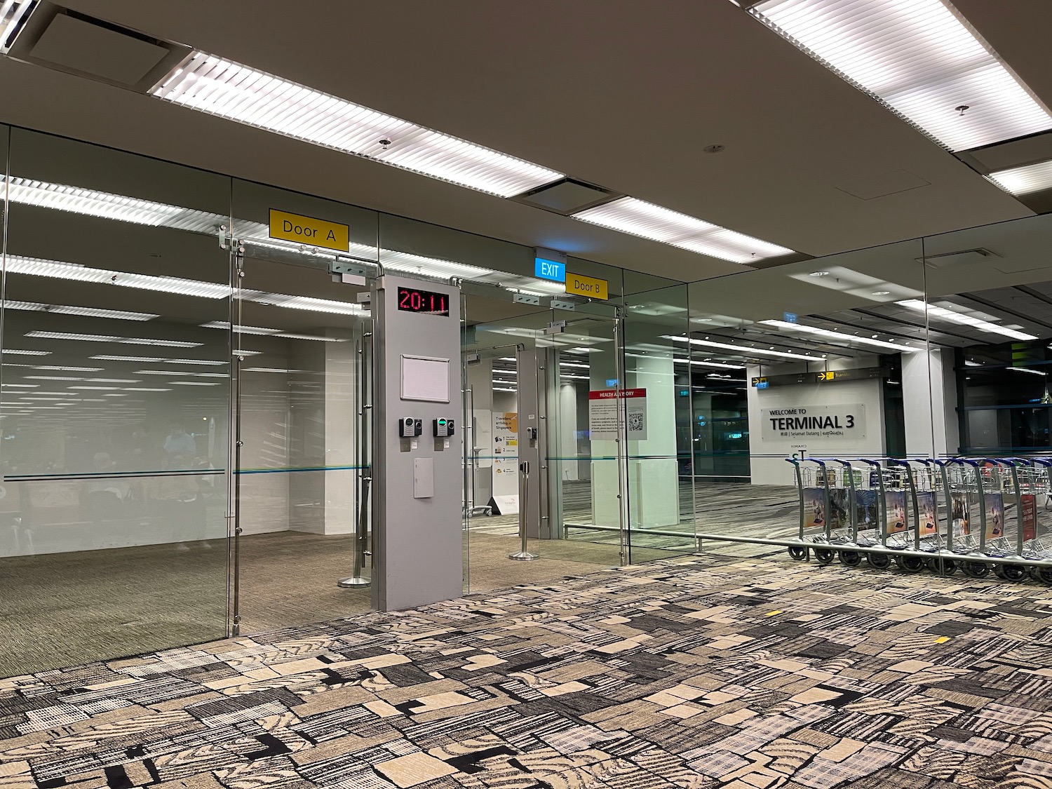 a glass doors in a building