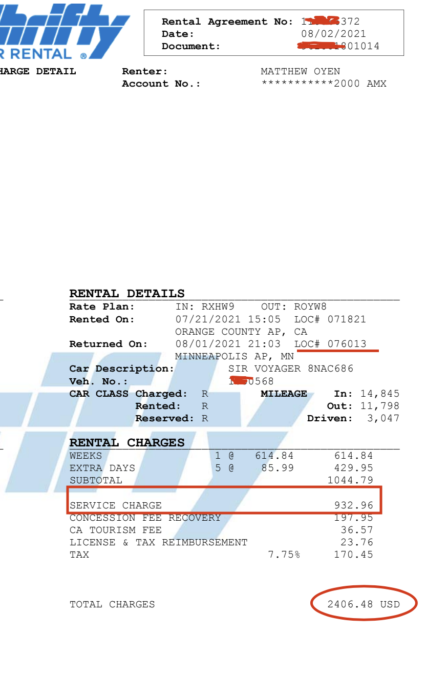 a screenshot of a rental bill