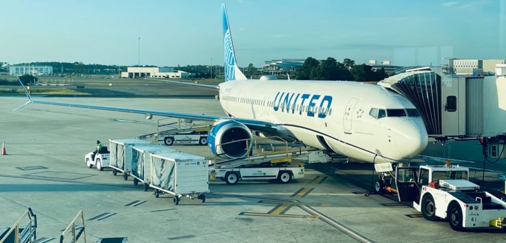 a plane on the runway