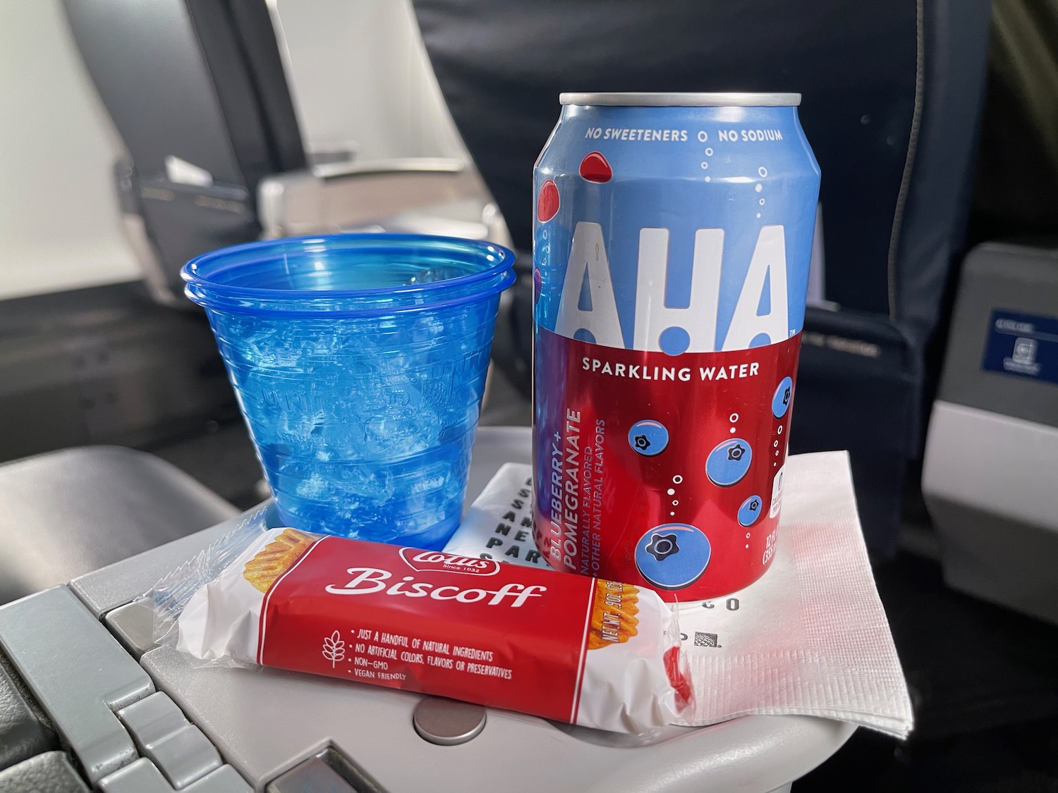 a drink and a snack on a table