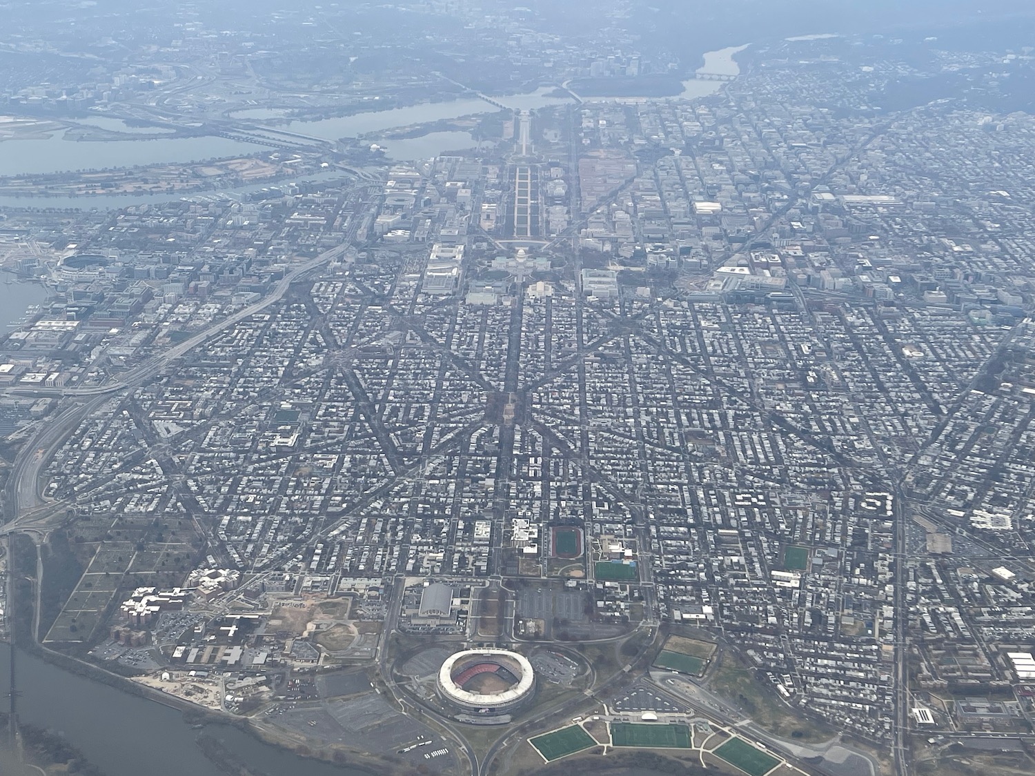 an aerial view of a city