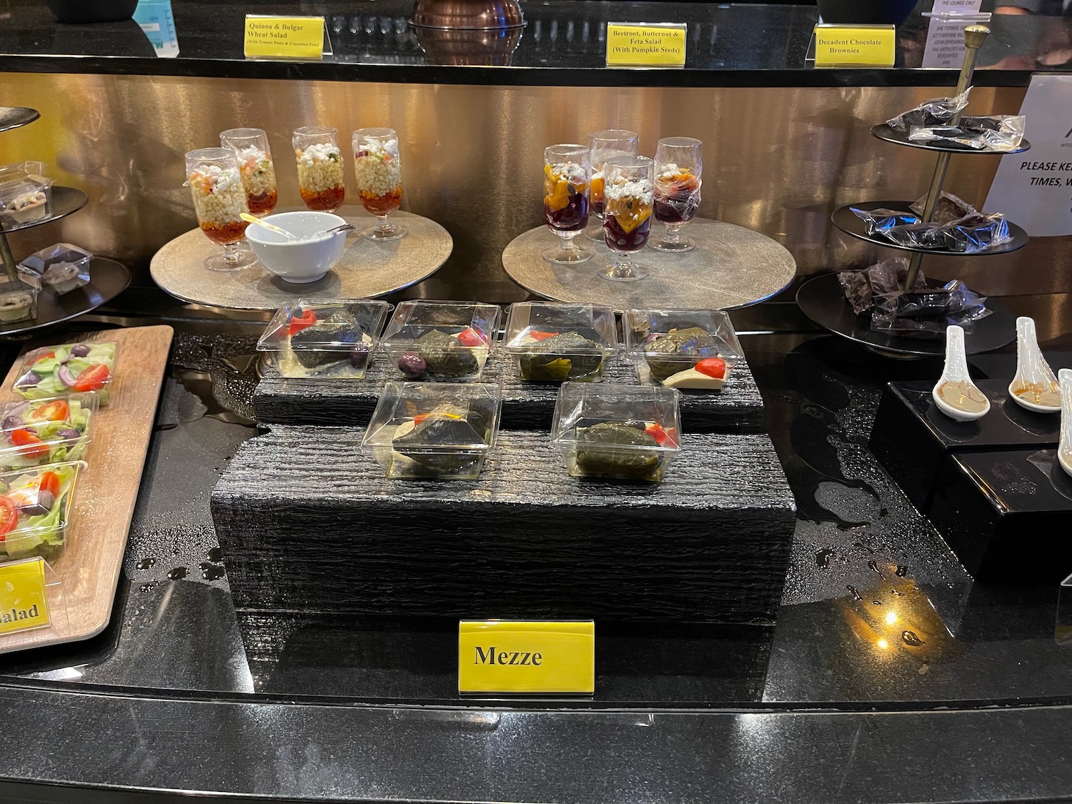a display of food on a counter