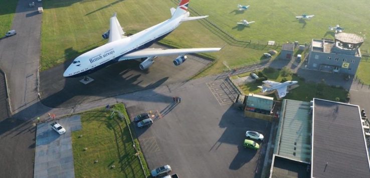 an airplane on the runway