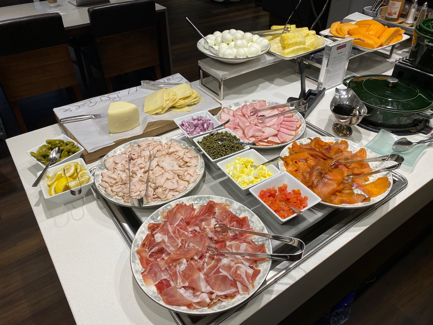 a table with plates of food