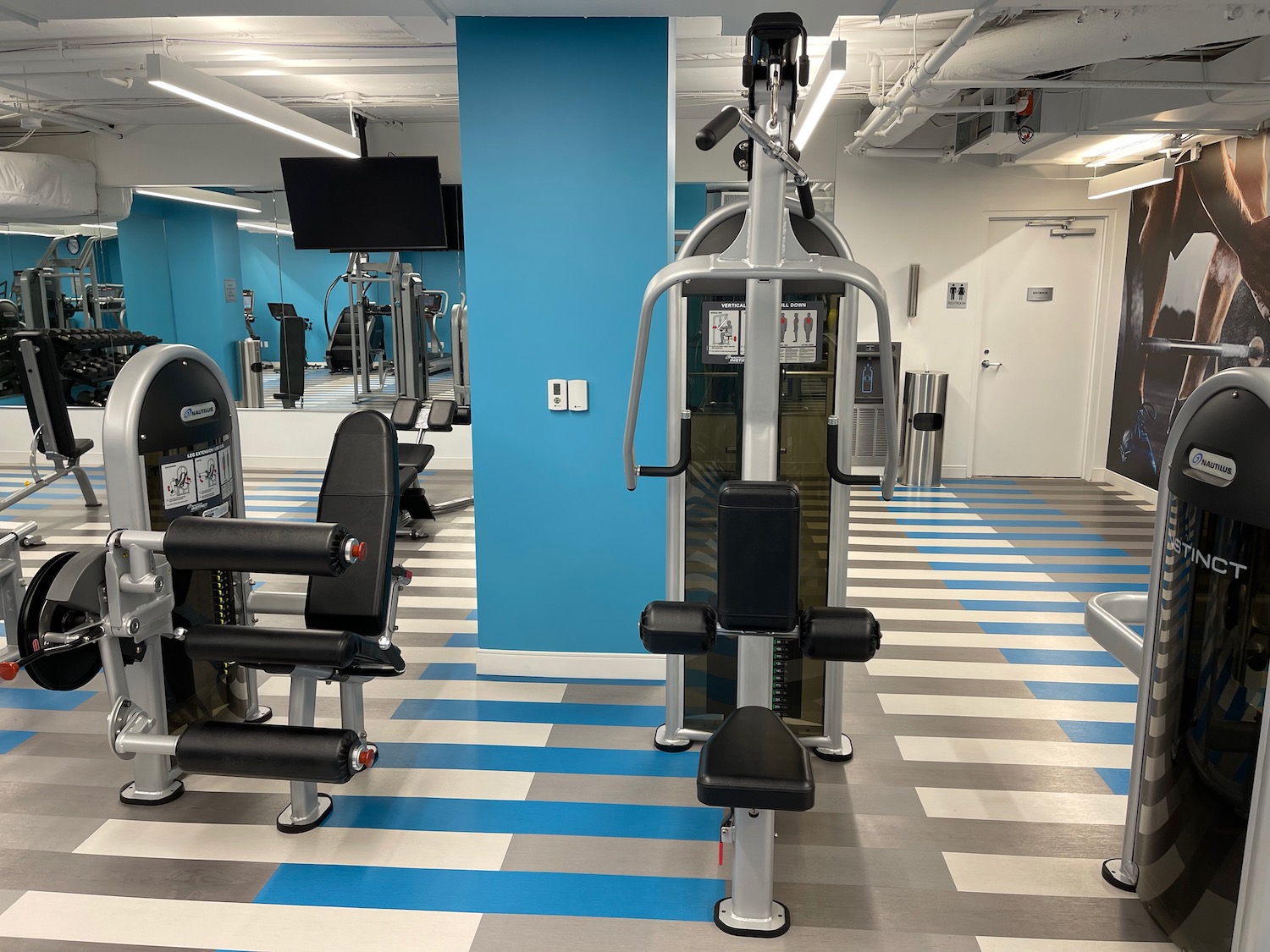 a gym with exercise equipment