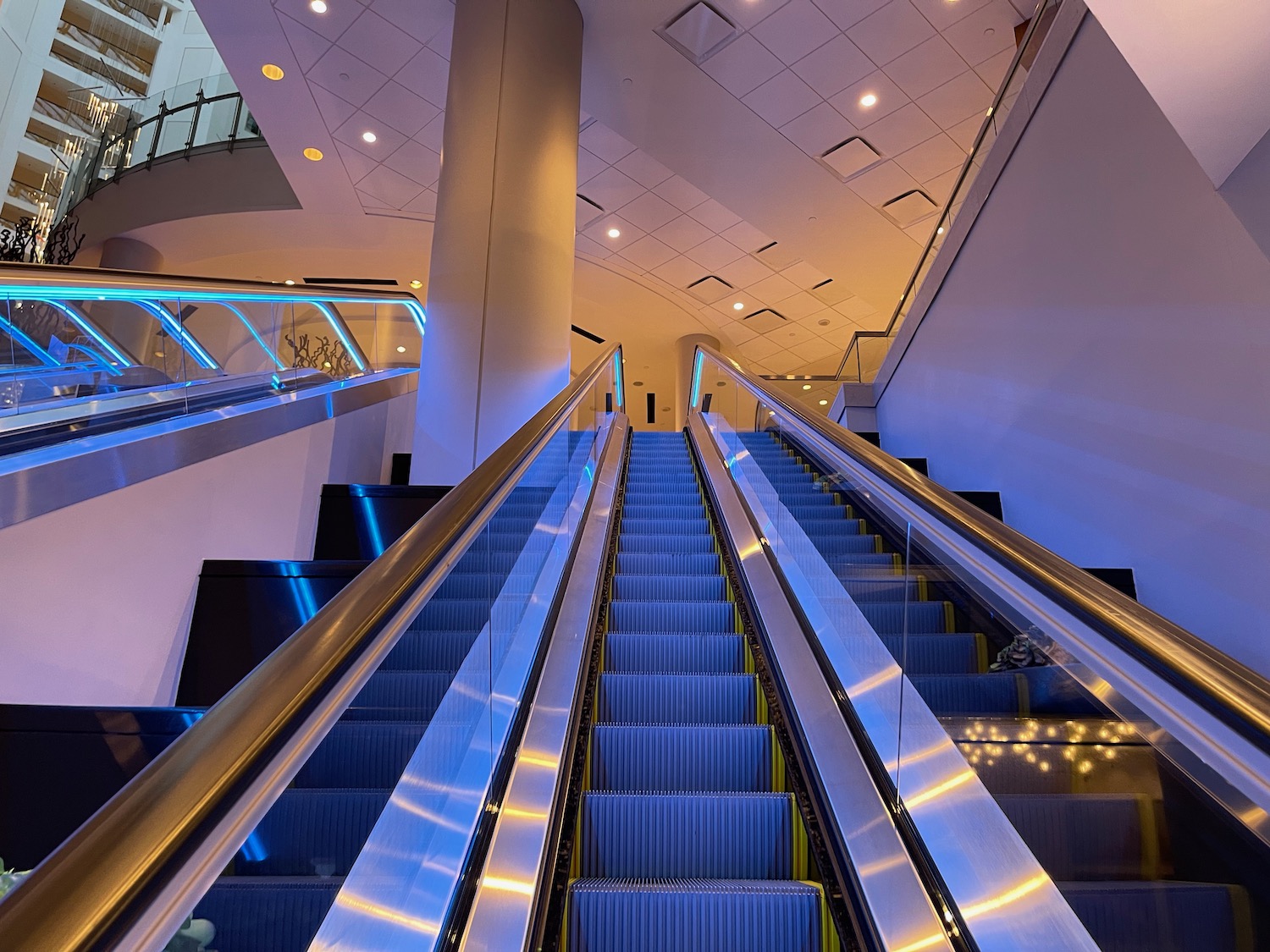 an escalator in a building